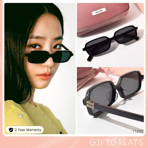 แว่นกันแดด Miu Miu รุ่น MU11ZSF สีดำ เลนส์เทาเข้ม ร้านแว่นตา GIFTGREATS
