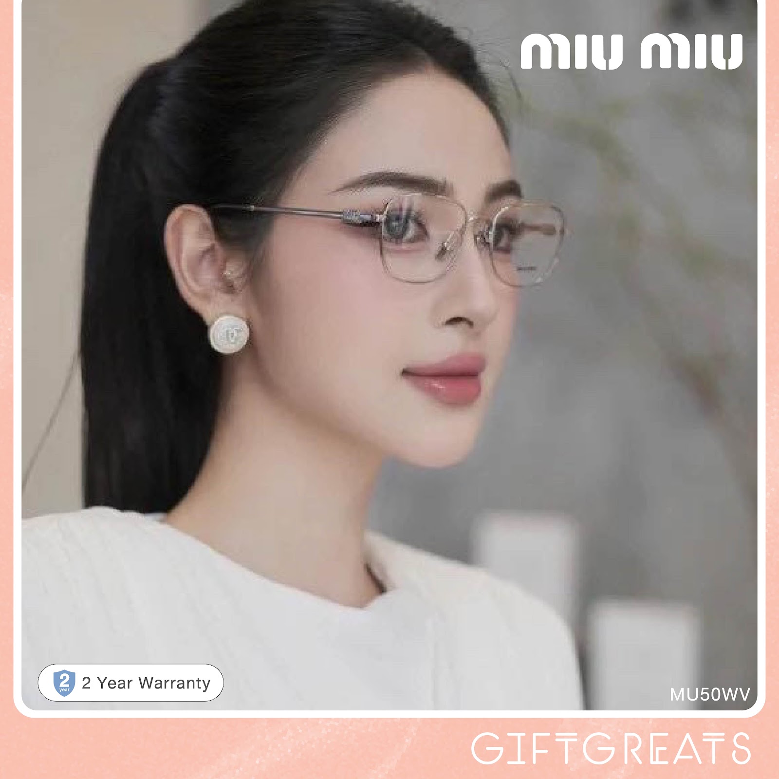 แว่นสายตา Miu Miu รุ่น MU50WV สี Pale Gold ร้านแว่นตา GIFTGREATS