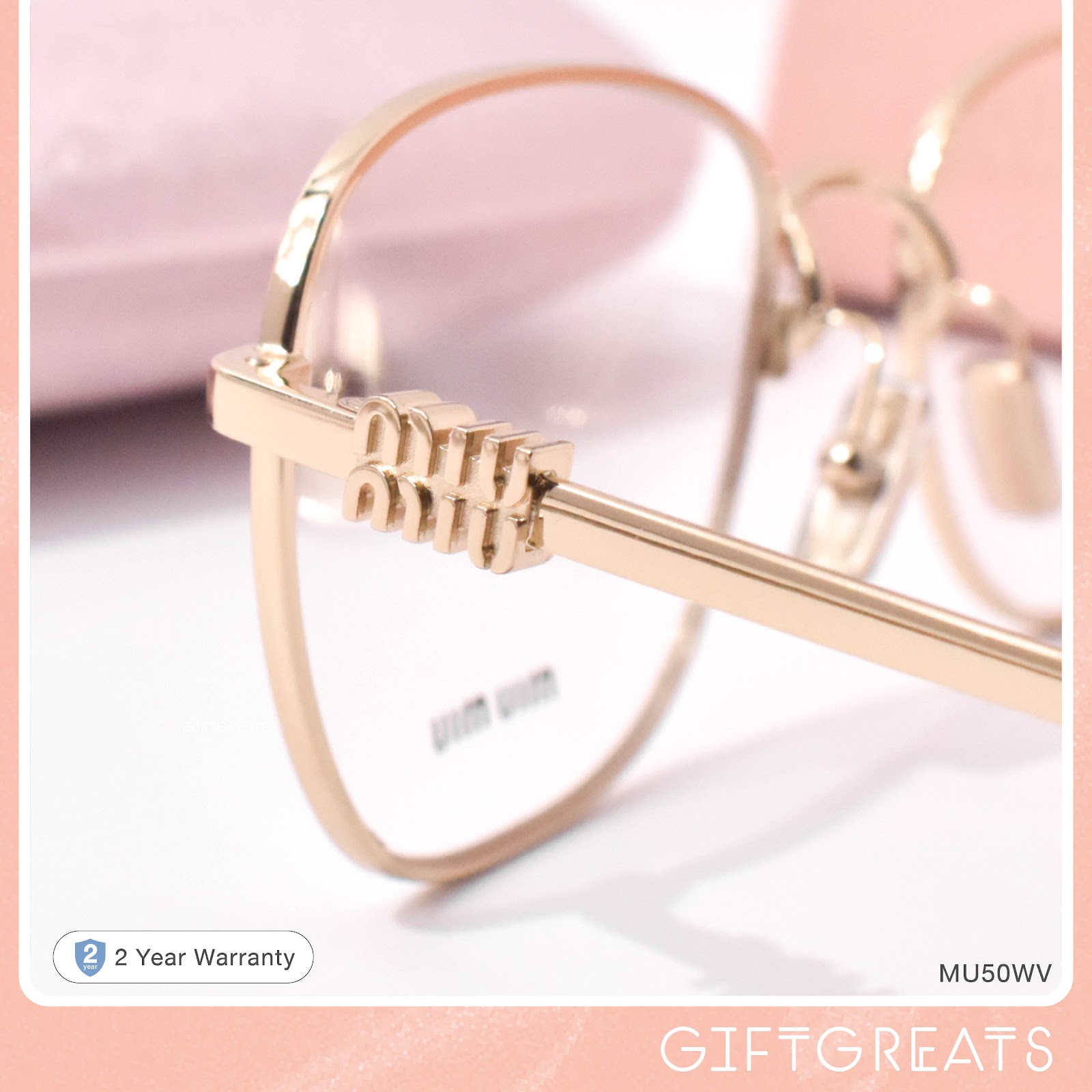 แว่นสายตา Miu Miu รุ่น MU50WV สี Pale Gold ร้านแว่นตา GIFTGREATS