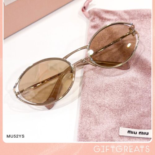 แว่นกันแดด Miu Miu รุ่น MU52YS ตัวเรือนโลหะสีทอง เลนส์สีน้ำตาล ร้านแว่นตา GIFTGREATS