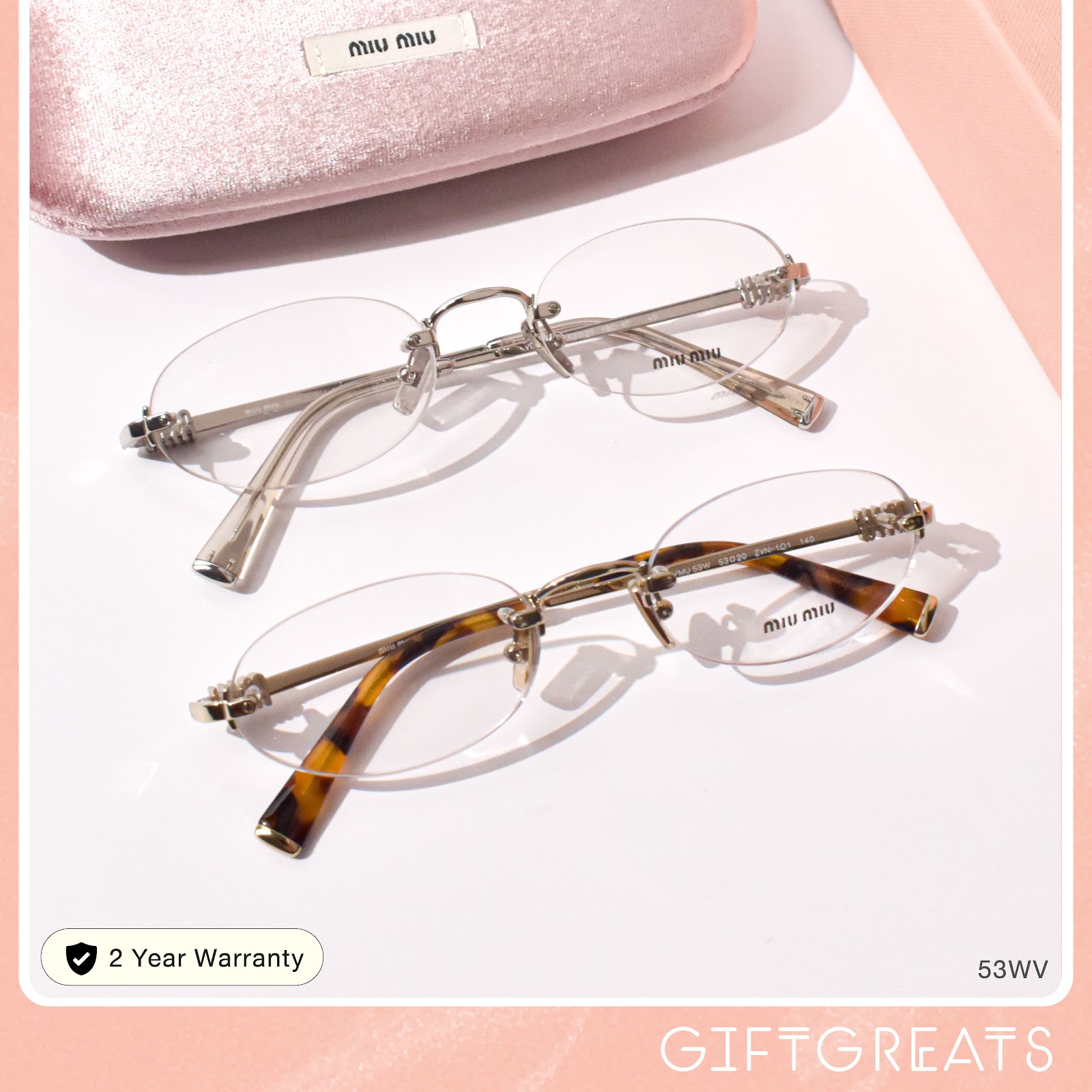 แว่นสายตา Miu Miu รุ่น MU53WV สี Pale Gold ร้านแว่นตา GIFTGREATS