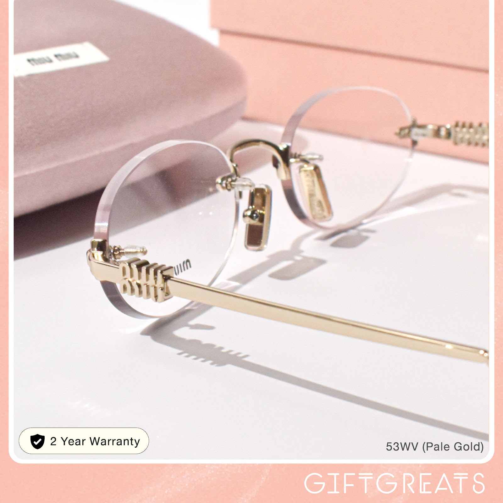 แว่นสายตา Miu Miu รุ่น MU53WV สี Pale Gold ร้านแว่นตา GIFTGREATS