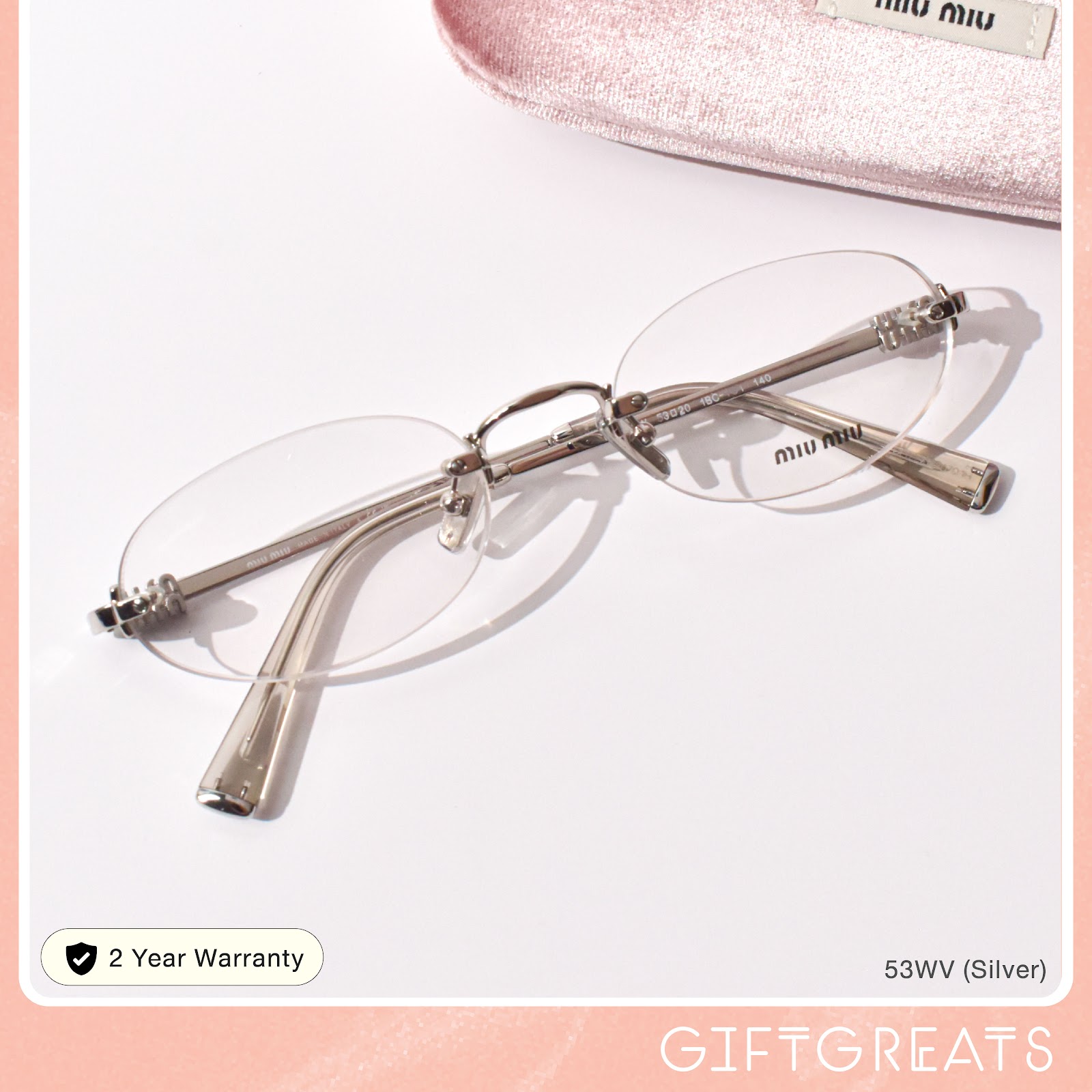 แว่นสายตา Miu Miu รุ่น MU53WV สี Pale Gold ร้านแว่นตา GIFTGREATS