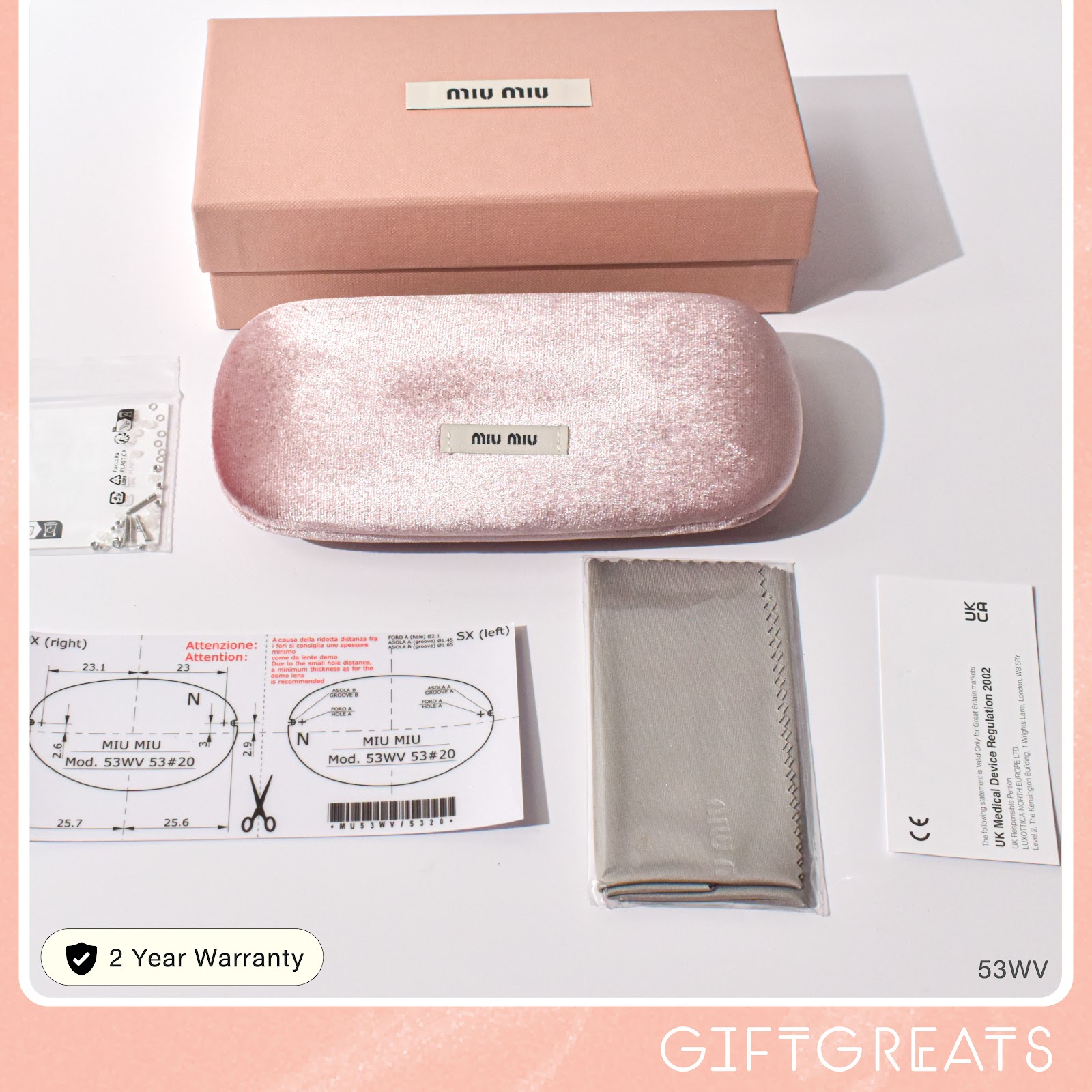 แว่นสายตา Miu Miu รุ่น MU53WV สี Pale Gold ร้านแว่นตา GIFTGREATS