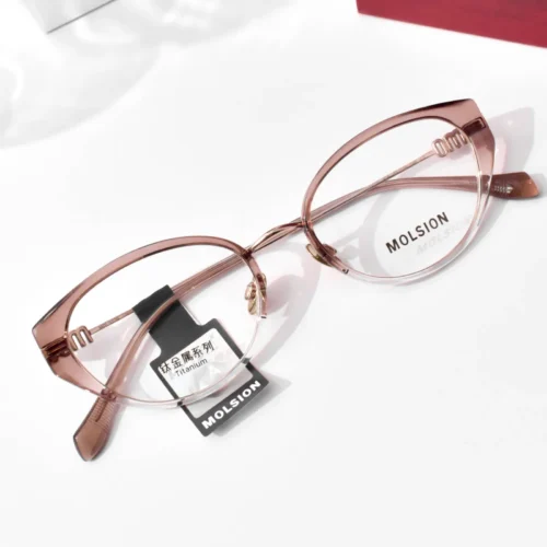 แว่นสายตา MOLSION MA6070 สี Rose Gold/Brown Grey Gradient (B29) มุมเฉียง