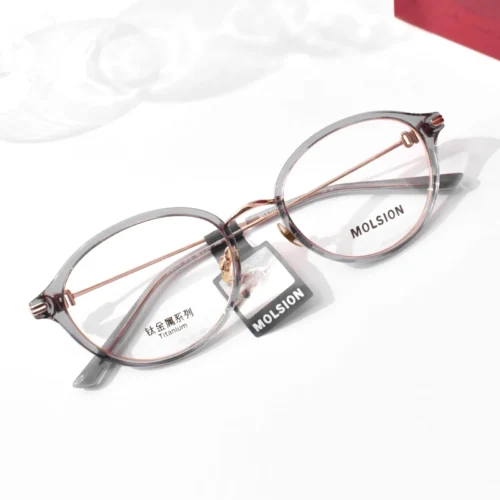 แว่นสายตา MOLSION MA6076 สี Rose Gold/Transparent Grey (B13) มุมเฉียง
