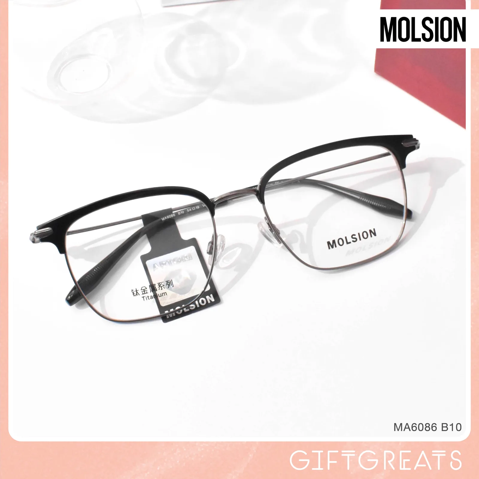 แว่นสายตา MOLSION MA6086 สี Gunmetal/Shiny Black (B10) มุมเฉียง