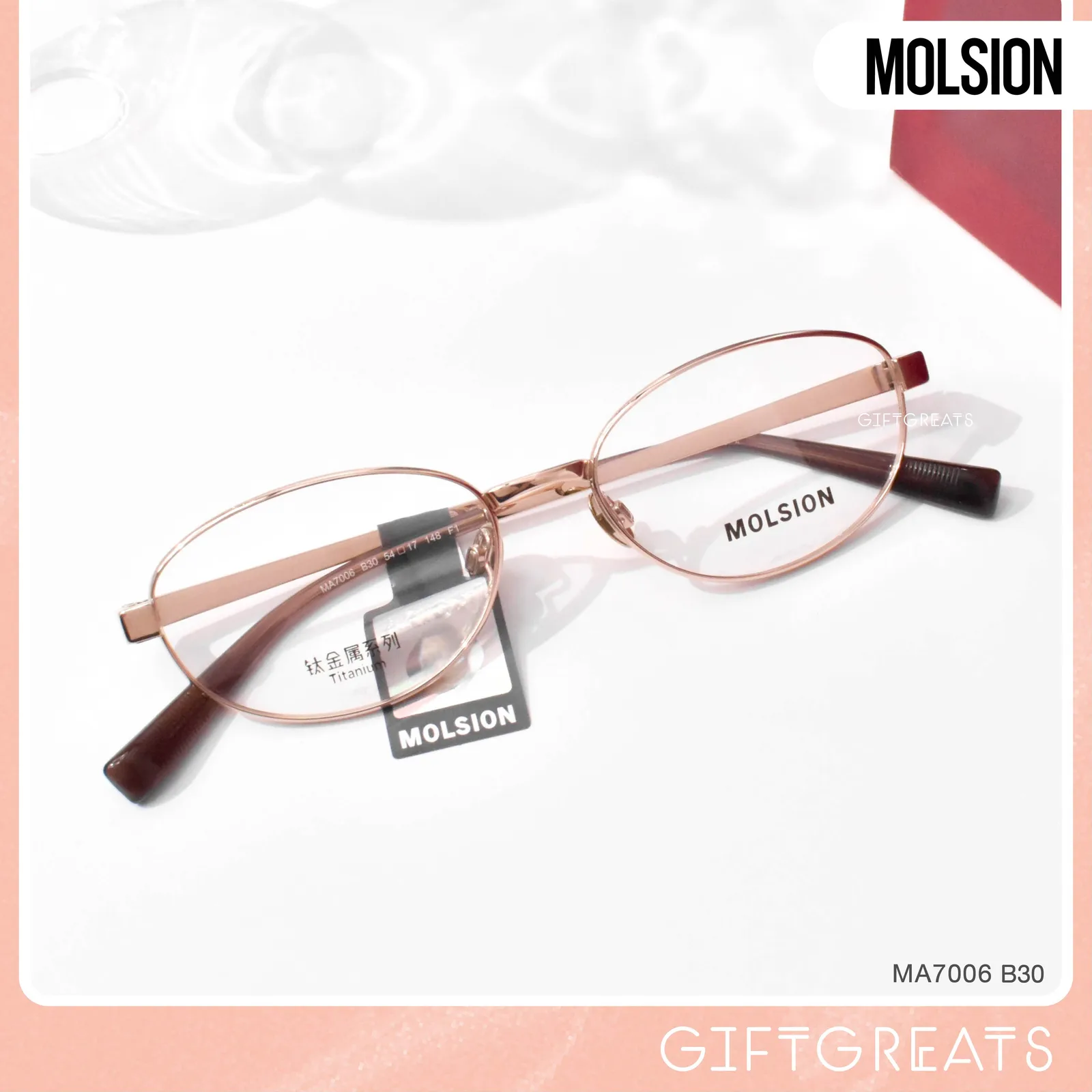 แว่นสายตา MOLSION MA7006 สี Rose Gold (B30) มุมเฉียง