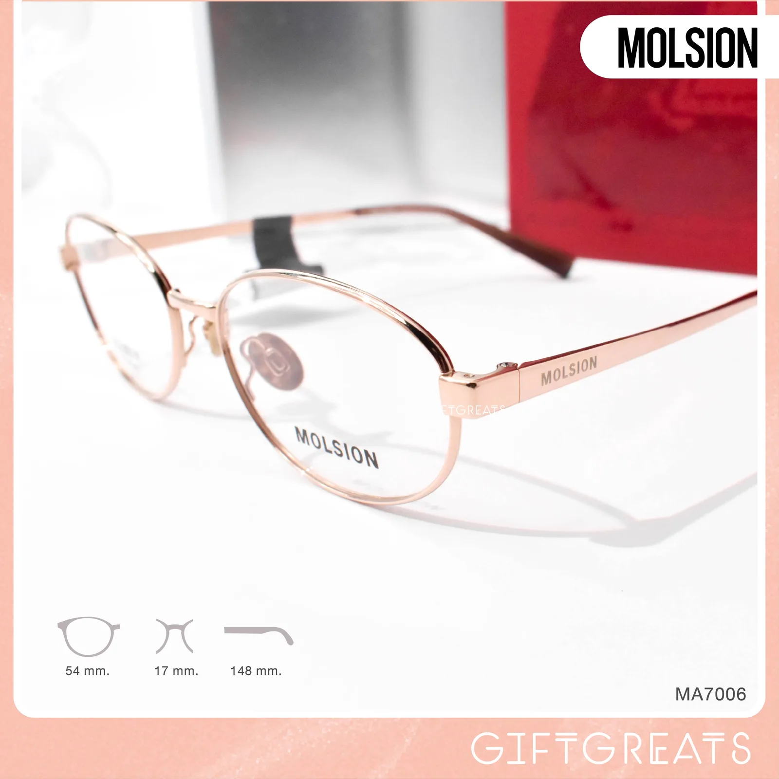 แว่นสายตา MOLSION MA7006 สี Rose Gold (B30) มุมเฉียง