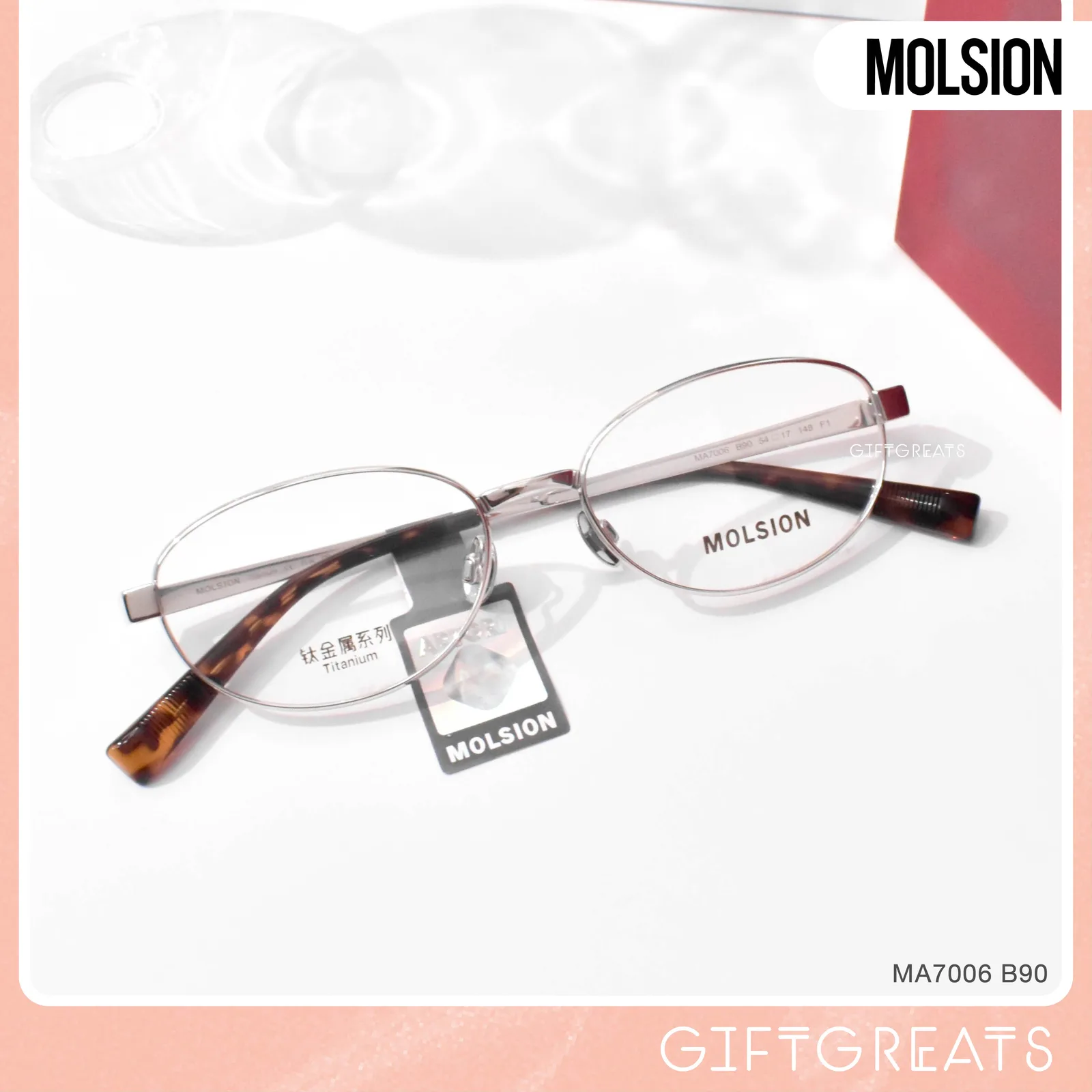 แว่นสายตา MOLSION MA7006 สี Moonlight Silver (B90) มุมเฉียง