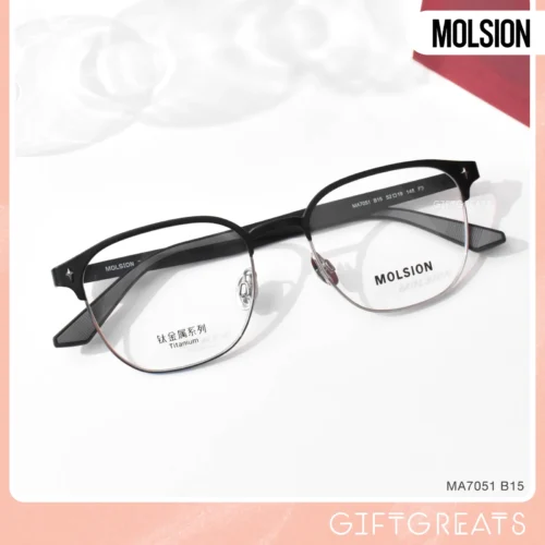 แว่นสายตา MOLSION MA7051 สี Moonlight Silver/Matte Black (B15) มุมเฉียง
