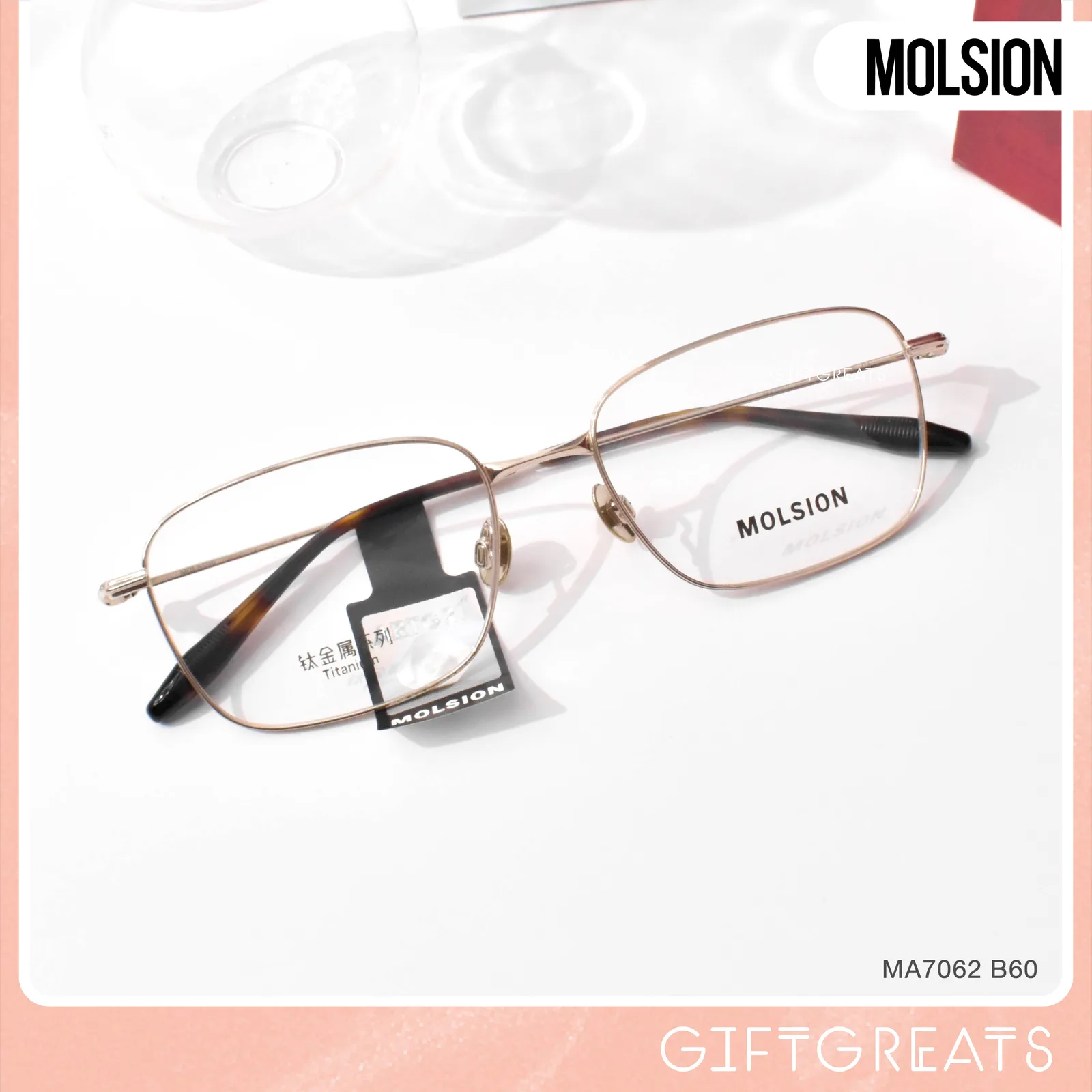 แว่นสายตา MOLSION MA7062 สี Wheat Gold (B60) มุมเฉียง