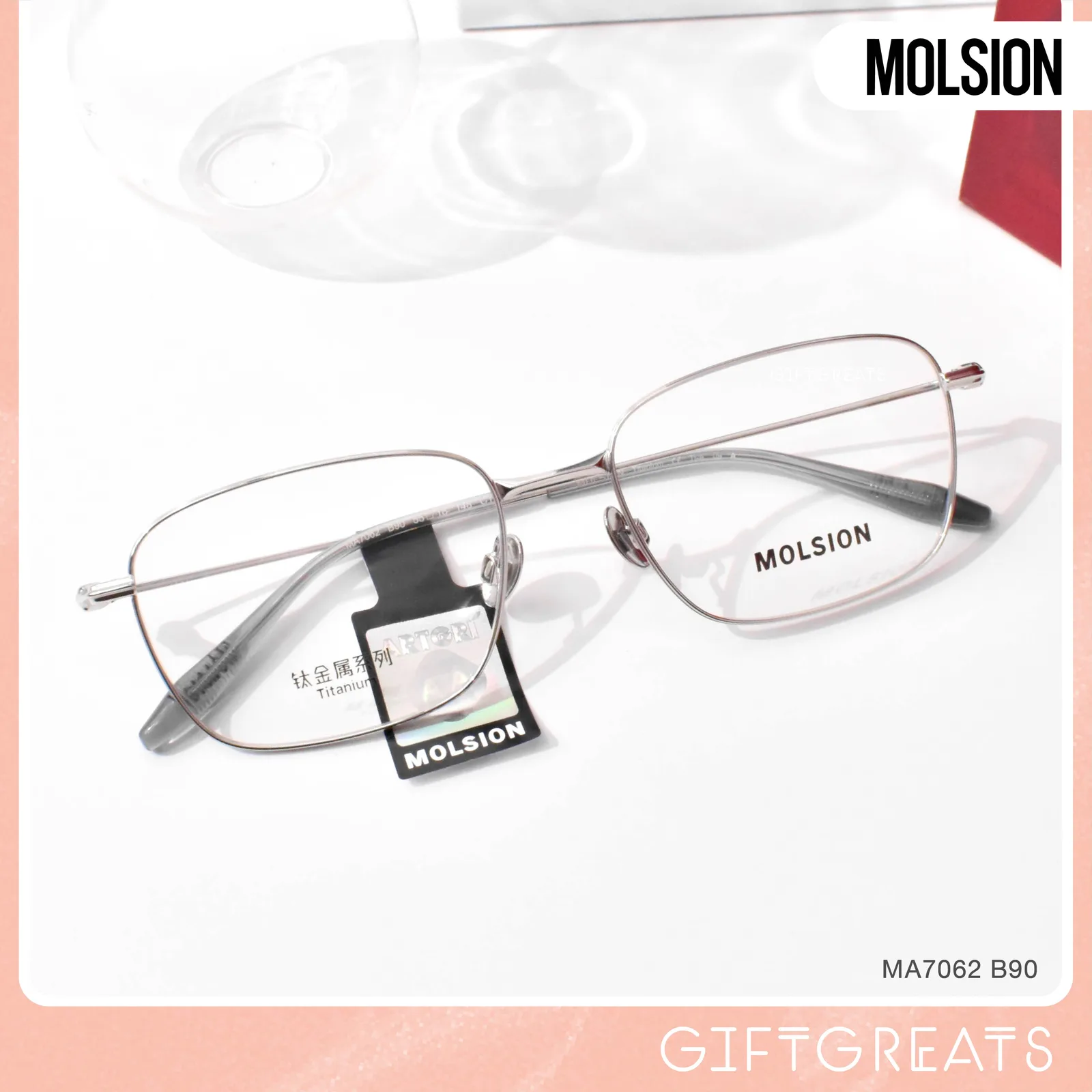 แว่นสายตา MOLSION MA7062 สี Moonlight Silver (B90) มุมเฉียง