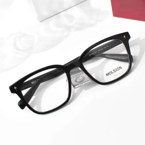 แว่นสายตา MOLSION MJ3120 สี Shiny Black/Transparent Black Temple (B11) มุมเฉียง