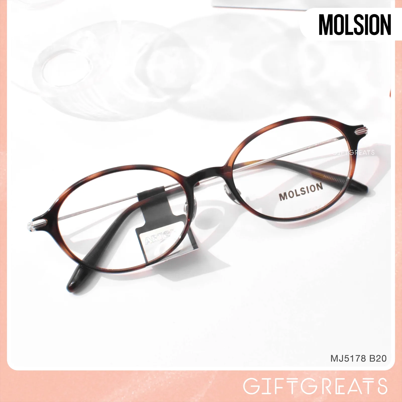 แว่นสายตา MOLSION MJ5178 สี Tortoiseshell/Moonlight Silver (B20) มุมเฉียง