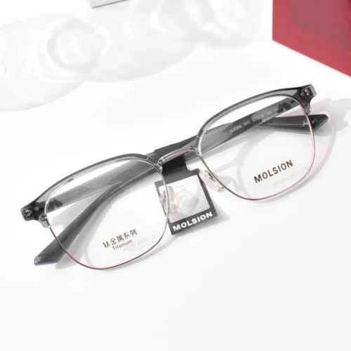 แว่นสายตา MOLSION MJ6266 สี Moonlight Silver/Transparent Grey (B16) มุมเฉียง
