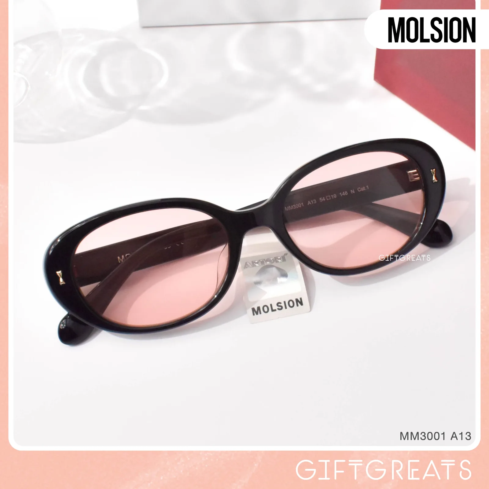 แว่นกันแดด MOLSION MM3001 สี Shiny Black/Pink (A13)