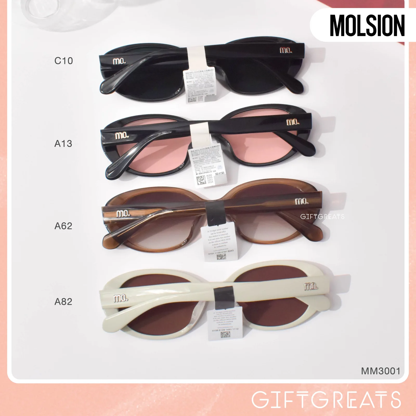 แว่นกันแดด MOLSION MM3001 รวมทุกสี (A13 C10 A82 A62) ภาพจากร้าน GIFTGREATS