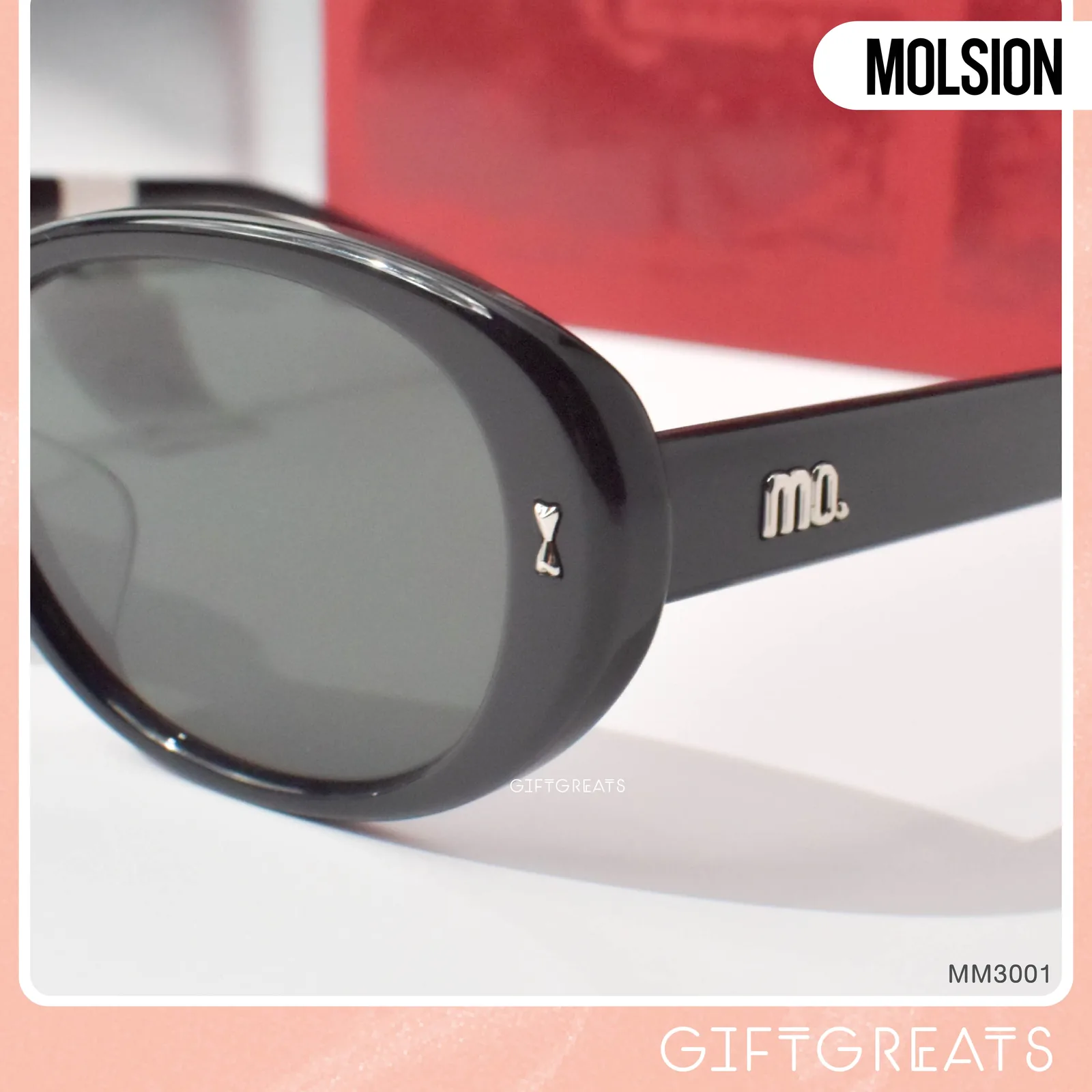 แว่นกันแดด MOLSION MM3001 สี Shiny Black (C10) เลนส์โพลาไรซ์ มุมด้านข้าง ภาพจากร้าน GIFTGREATS