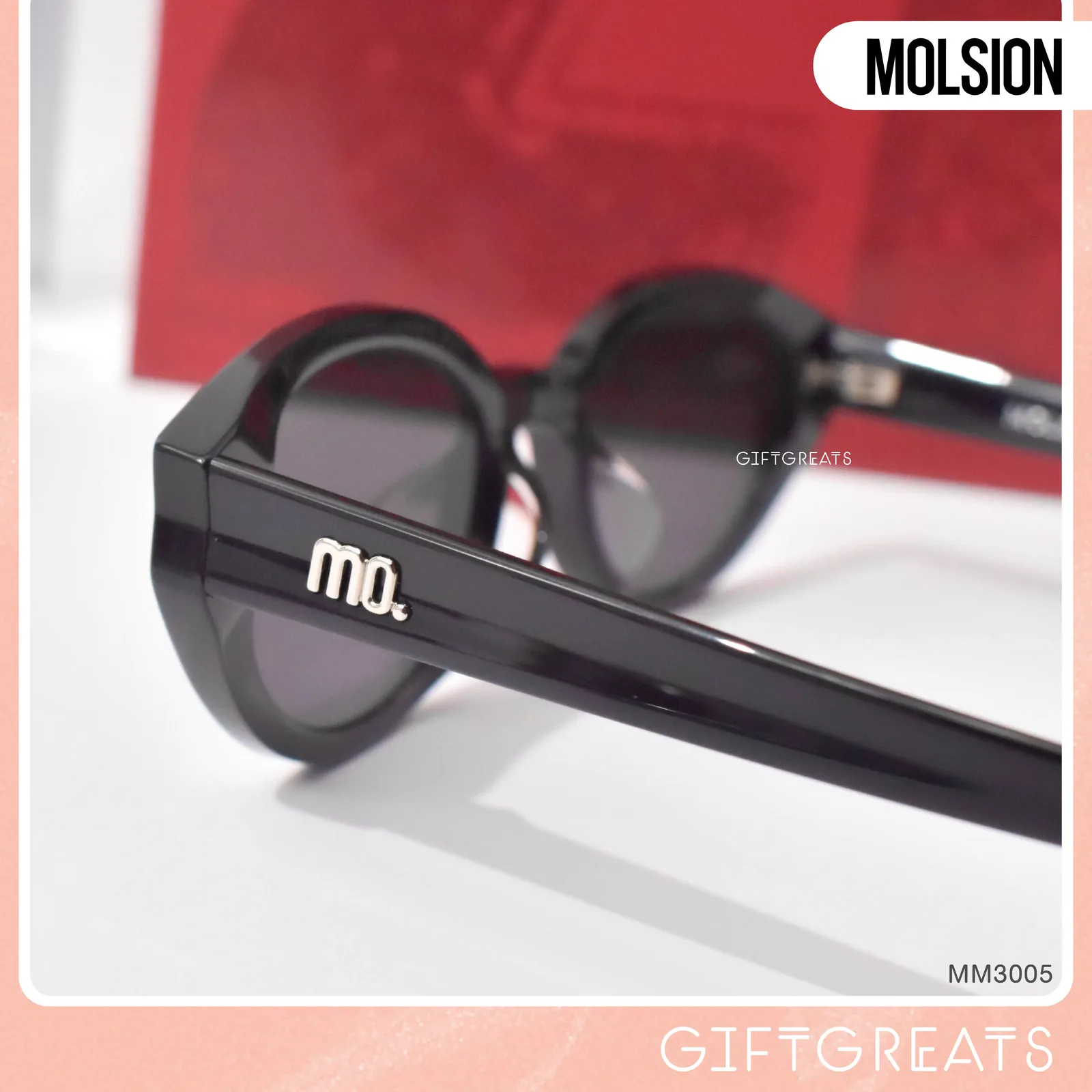แว่นกันแดด MOLSION MM3005 สี Shiny Black (C10) เลนส์โพลาไรซ์ มุมด้านข้าง ภาพจากร้าน GIFTGREATS