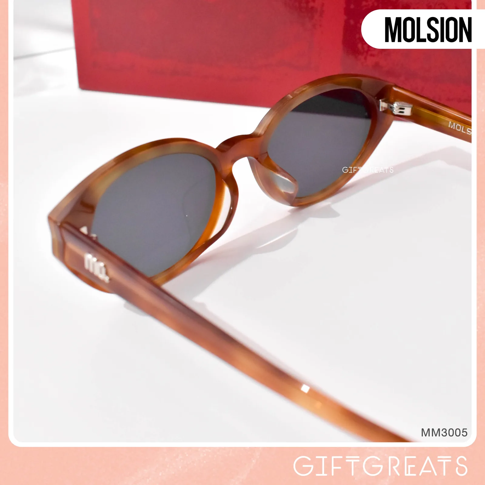 แว่นกันแดด MOLSION MM3005 สี Orange Tort (C20) เลนส์โพลาไรซ์ มุมด้านข้าง ภาพจากร้าน GIFTGREATS