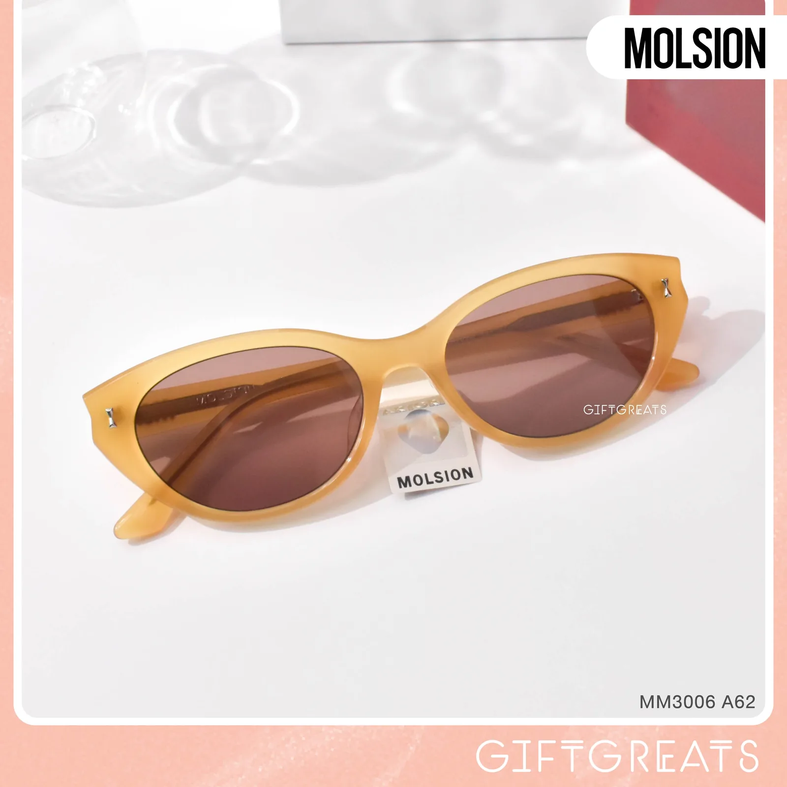แว่นกันแดด MOLSION MM3006 สี Yellow Orange (A62) มุมเฉียง ภาพจากร้าน GIFTGREATS