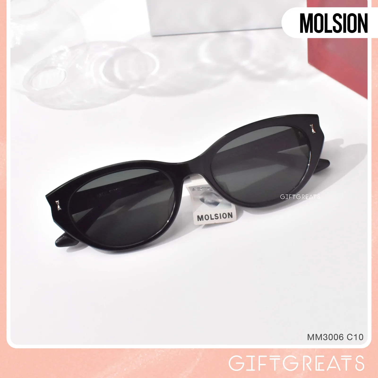 แว่นกันแดด MOLSION MM3006 สี Shiny Black (C10) เลนส์โพลาไรซ์ มุมเฉียง ภาพจากร้าน GIFTGREATS