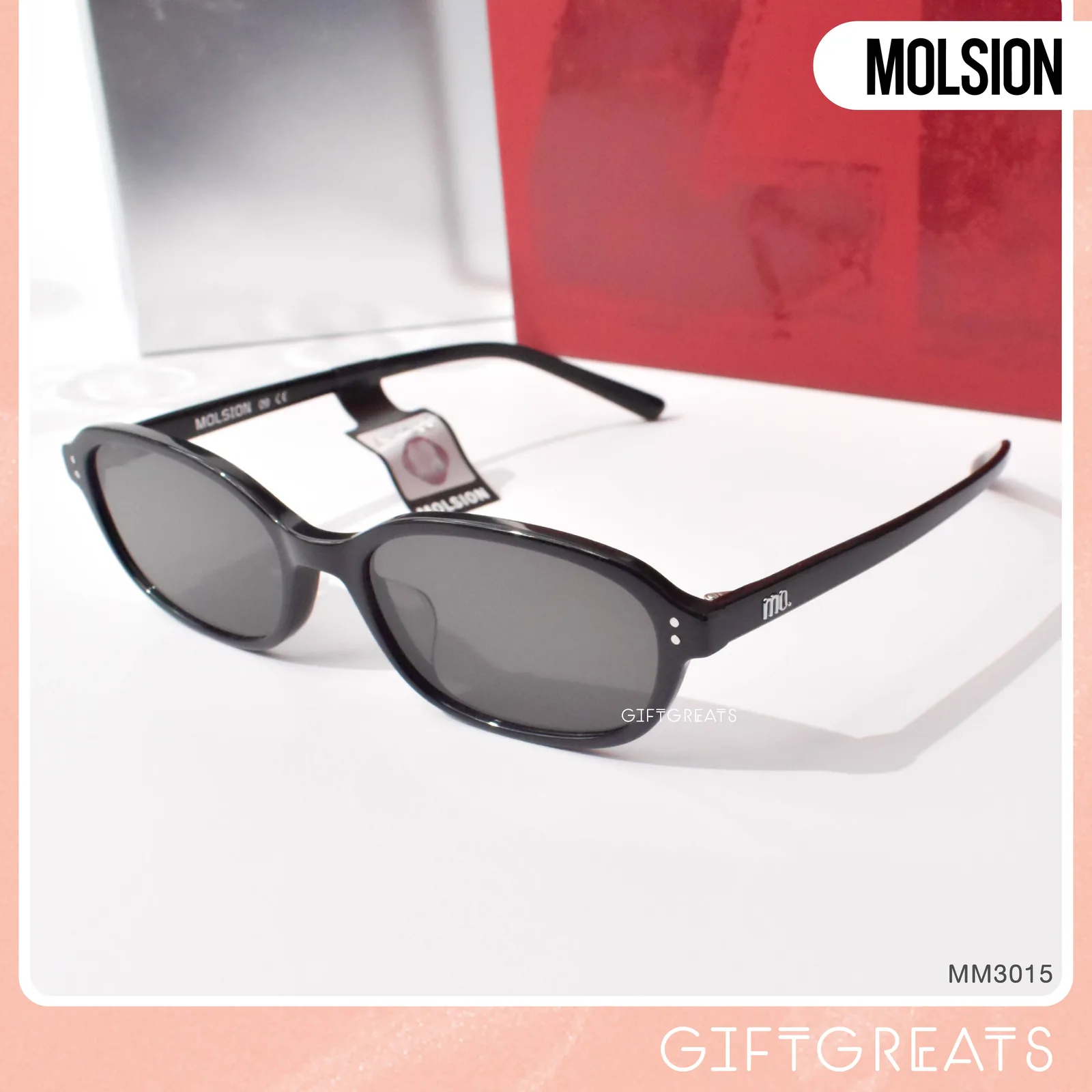 แว่นกันแดด MOLSION MM3015 สี Shiny Black/Grey (C10) เลนส์โพลาไรซ์ มุมเฉียง ภาพจากร้าน GIFTGREATS