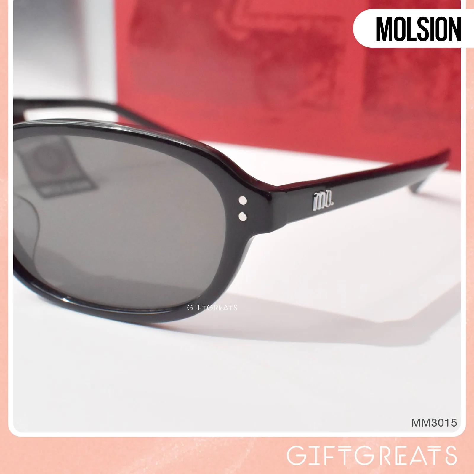 แว่นกันแดด MOLSION MM3015 สี Shiny Black/Grey (C10) เลนส์โพลาไรซ์ มุมด้านข้าง ภาพจากร้าน GIFTGREATS
