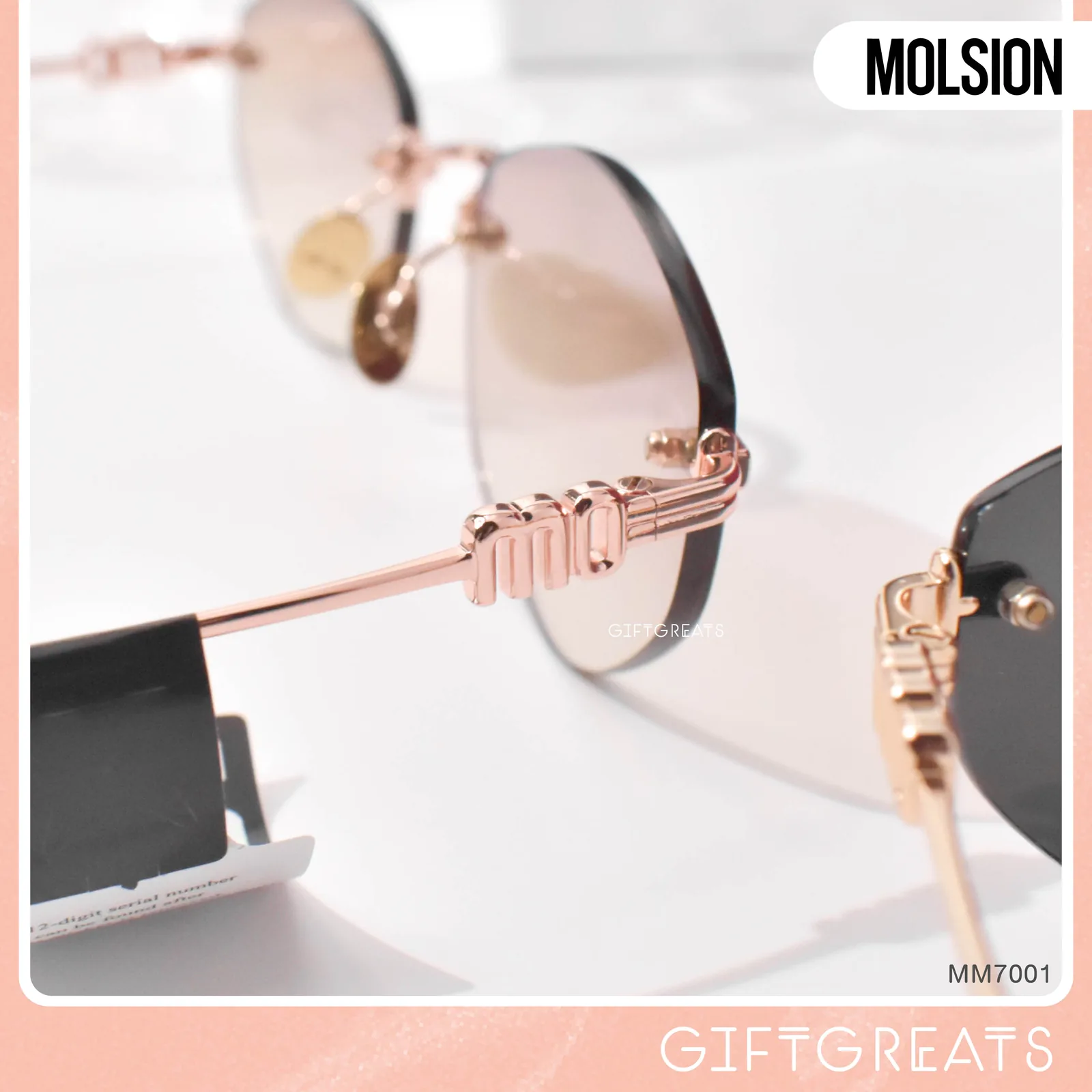 แว่นกันแดด MOLSION MM7001 สี Rose Gold/Tawny (A32) มุมด้านข้าง ภาพจากร้าน GIFTGREATS