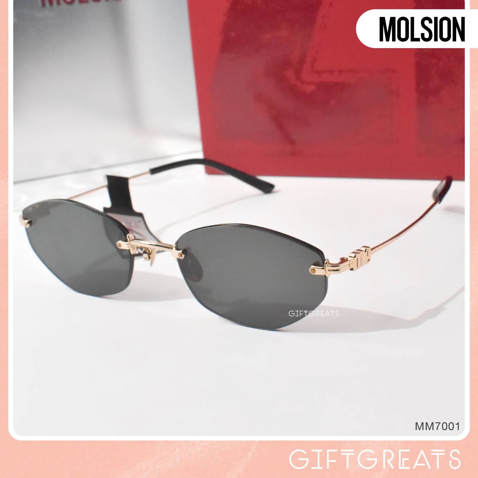 แว่นกันแดด MOLSION MM7001 สี Gold/Grey (A60) มุมเฉียง ภาพจากร้าน GIFTGREATS
