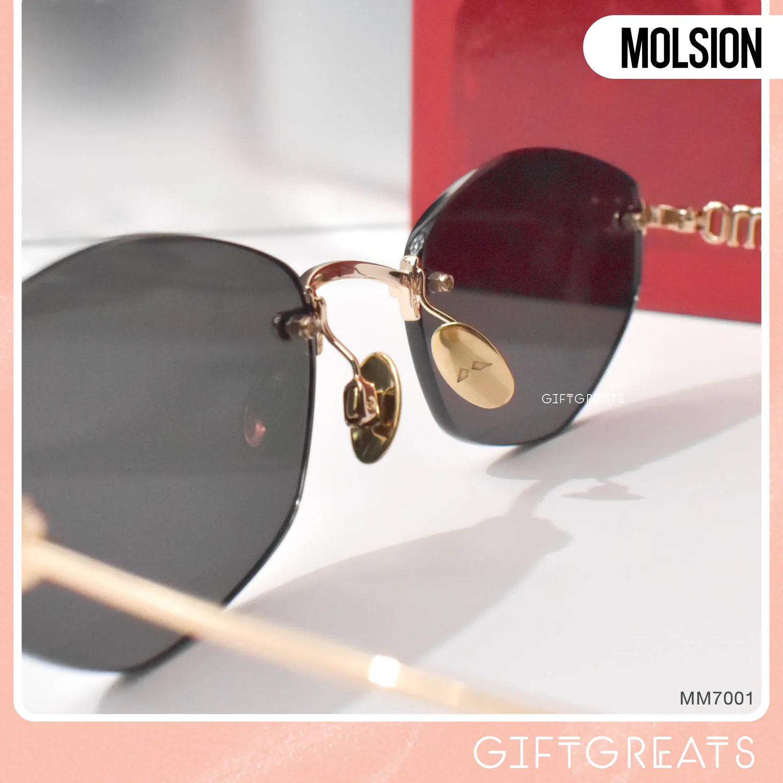 แว่นกันแดด MOLSION MM7001 สี Gold/Grey (A60) มุมด้านข้าง ภาพจากร้าน GIFTGREATS