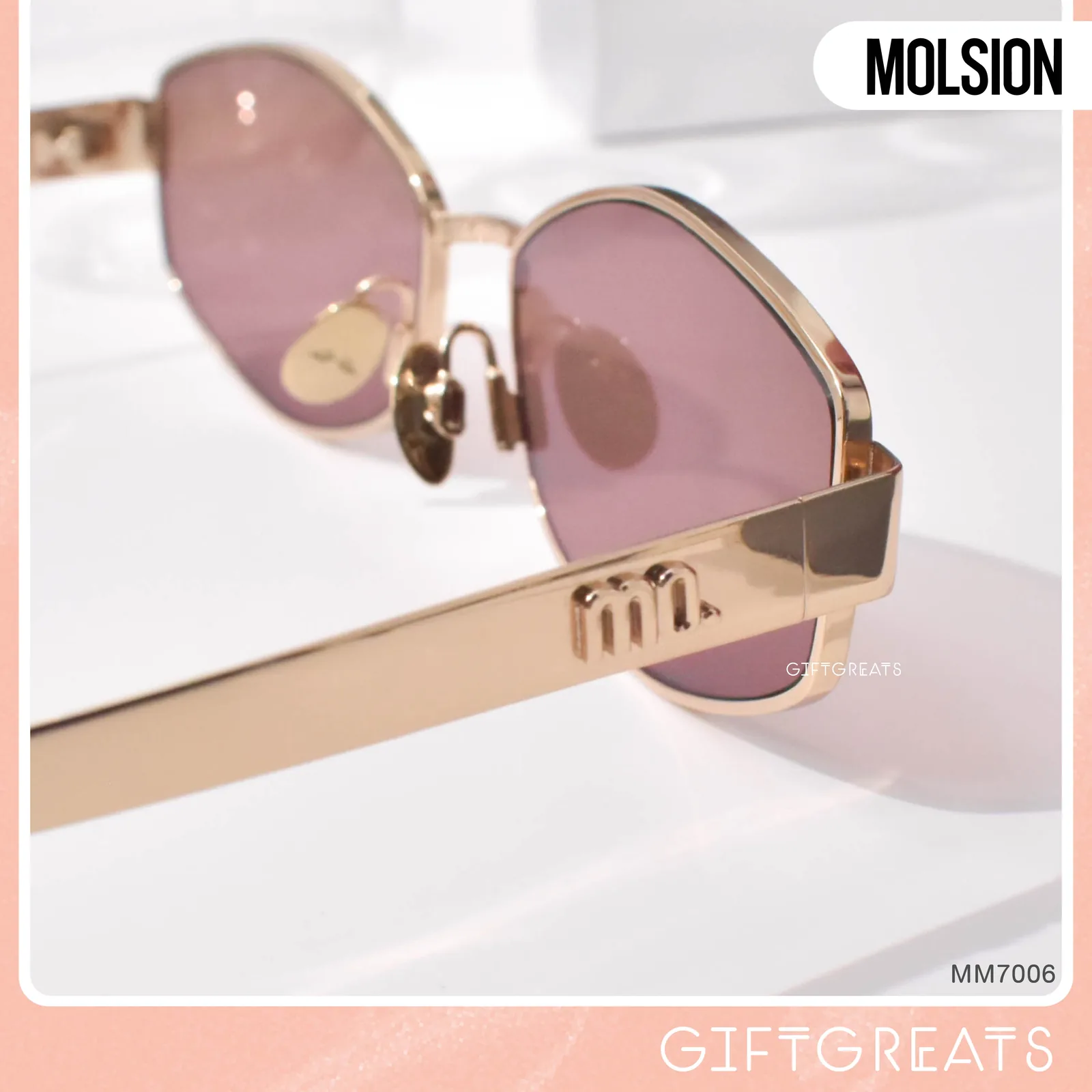 แว่นกันแดด MOLSION MM7006 สี Wheat Gold/Brown (A62) มุมด้านข้าง ภาพจากร้าน GIFTGREATS