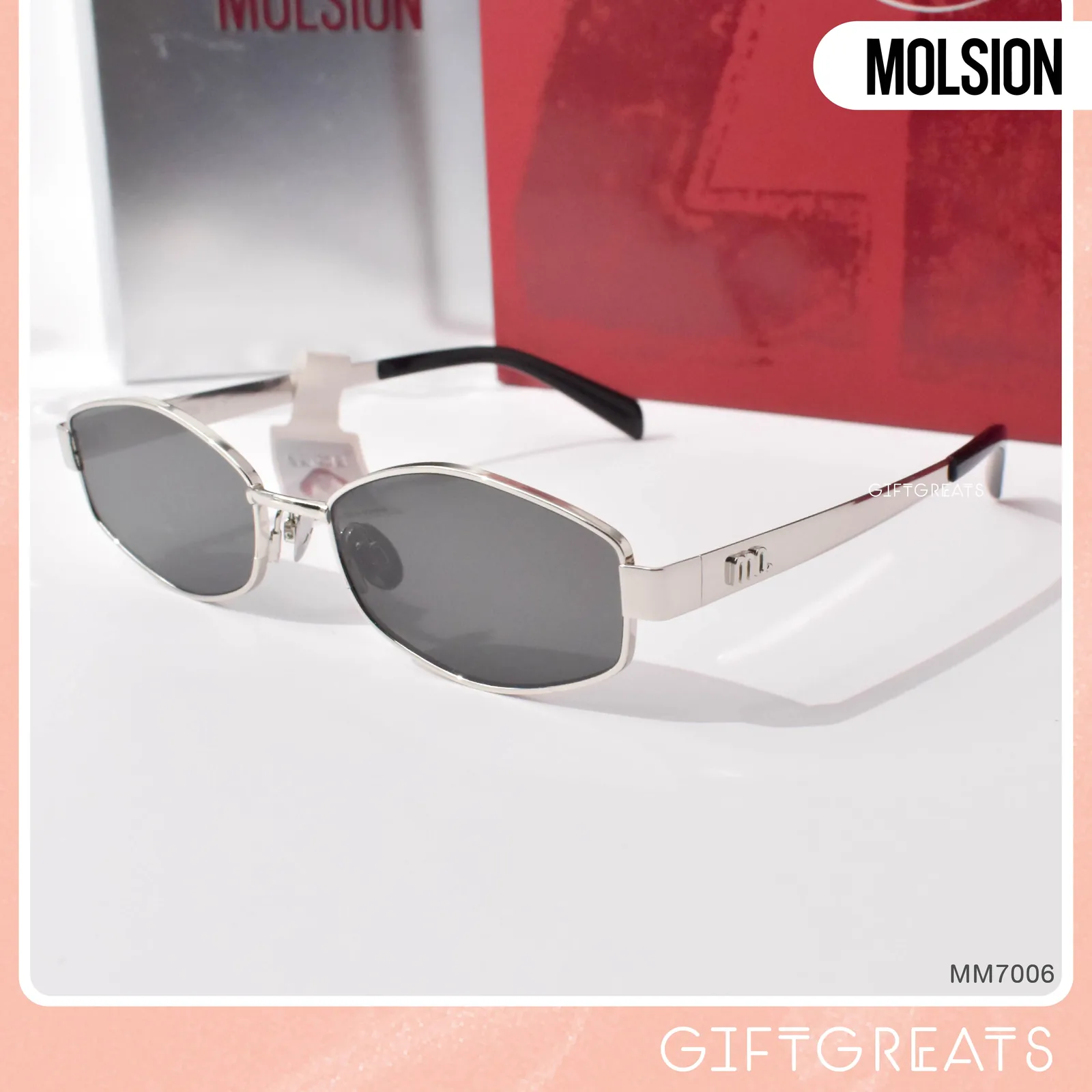 แว่นกันแดด MOLSION MM7006 สี Silver/Grey (C90) เลนส์โพลาไรซ์ มุมเฉียง ภาพจากร้าน GIFTGREATS