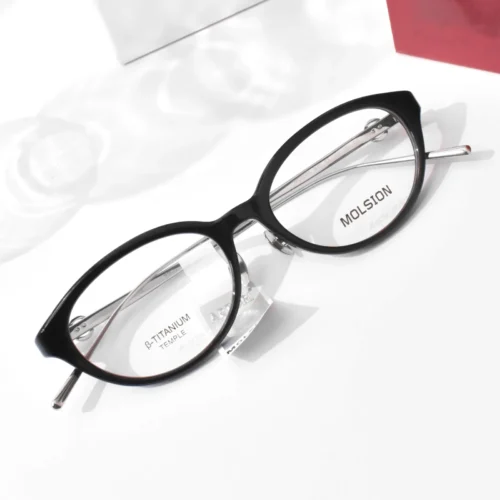แว่นสายตา MOLSION MO3005 สี Shiny Black/Moonlight Silver (B10) มุมเฉียง