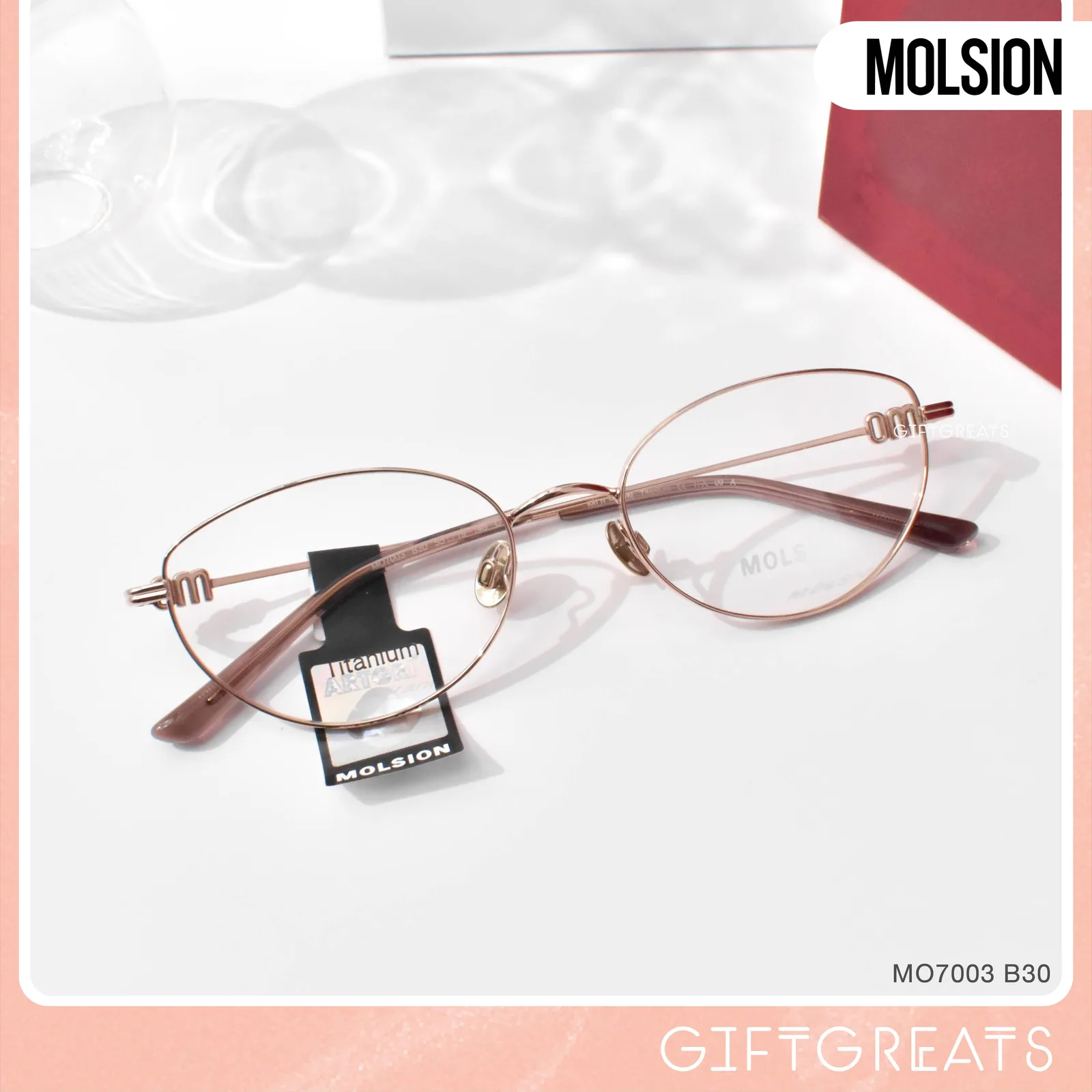 แว่นสายตา MOLSION MO7003 สี Rose Gold (B30) มุมเฉียง