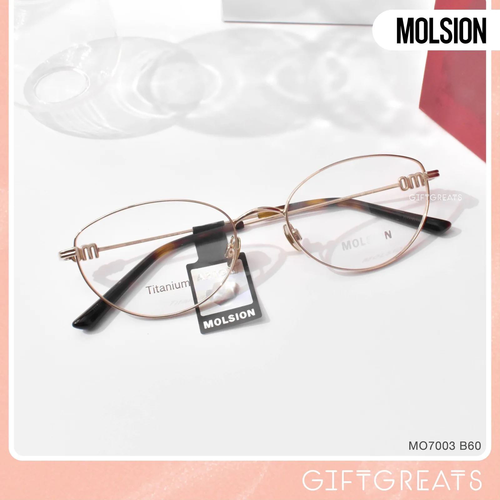 แว่นสายตา MOLSION MO7003 สี Wheat Gold (B60) มุมเฉียง
