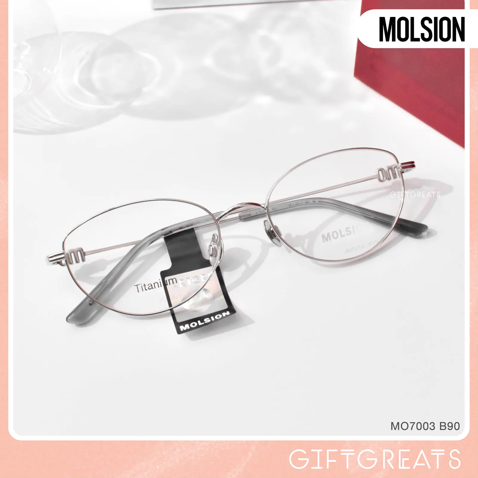 แว่นสายตา MOLSION MO7003 สี Moonlight Silver (B90) มุมเฉียง