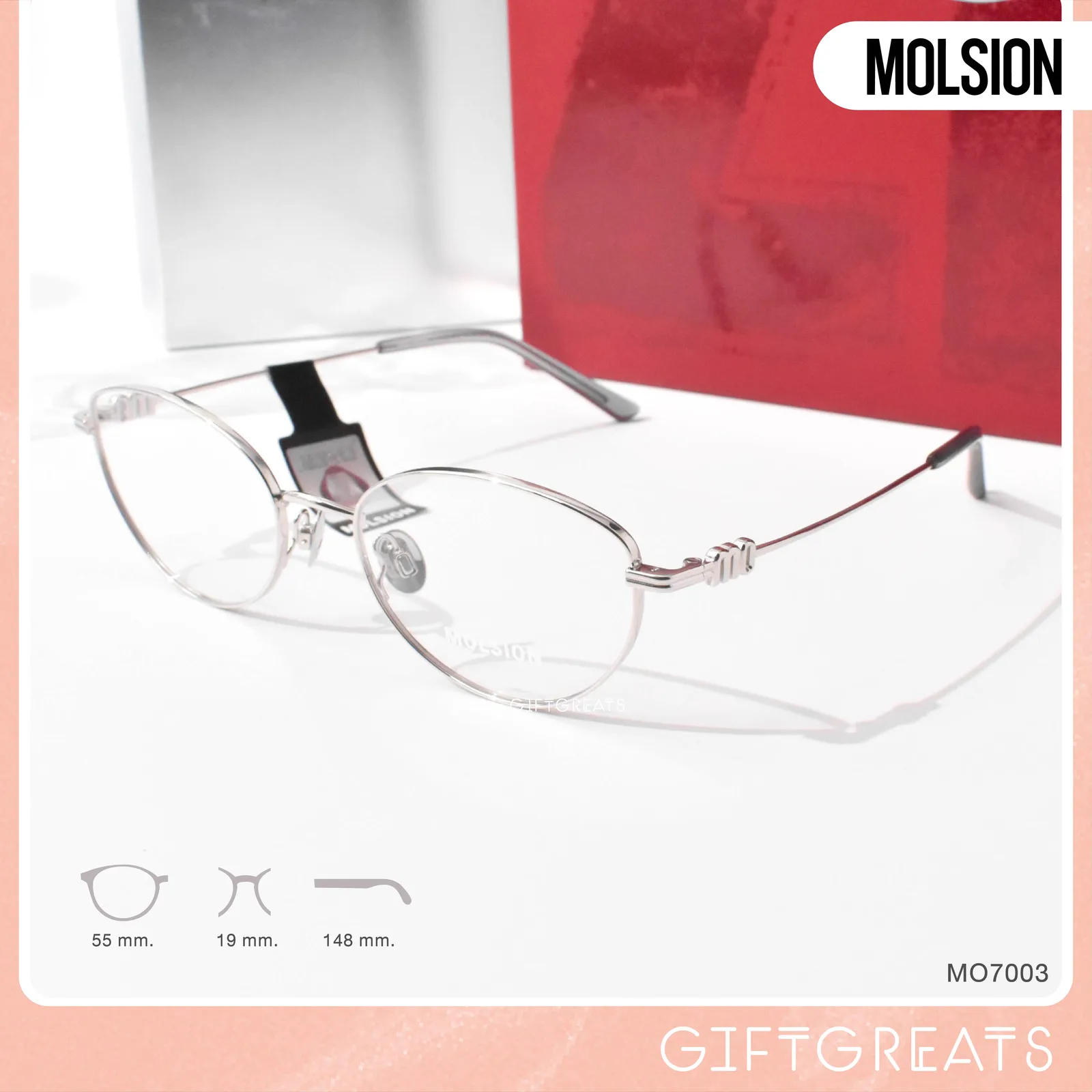 แว่นสายตา MOLSION MO7003 สี Moonlight Silver (B90) มุมเฉียง