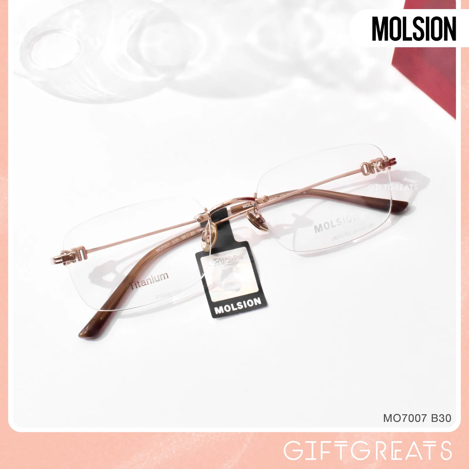 แว่นสายตา MOLSION MO7007 สี Rose Gold (B30) มุมเฉียง