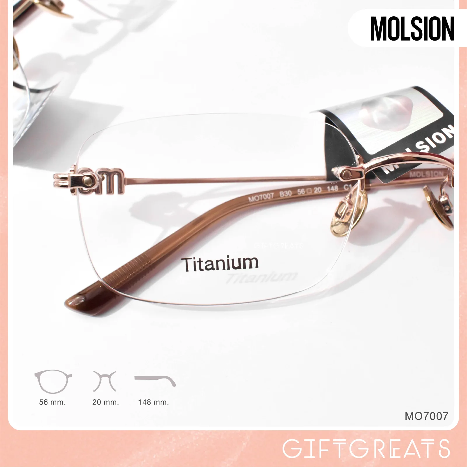 แว่นสายตา MOLSION MO7007 สี Rose Gold (B30)