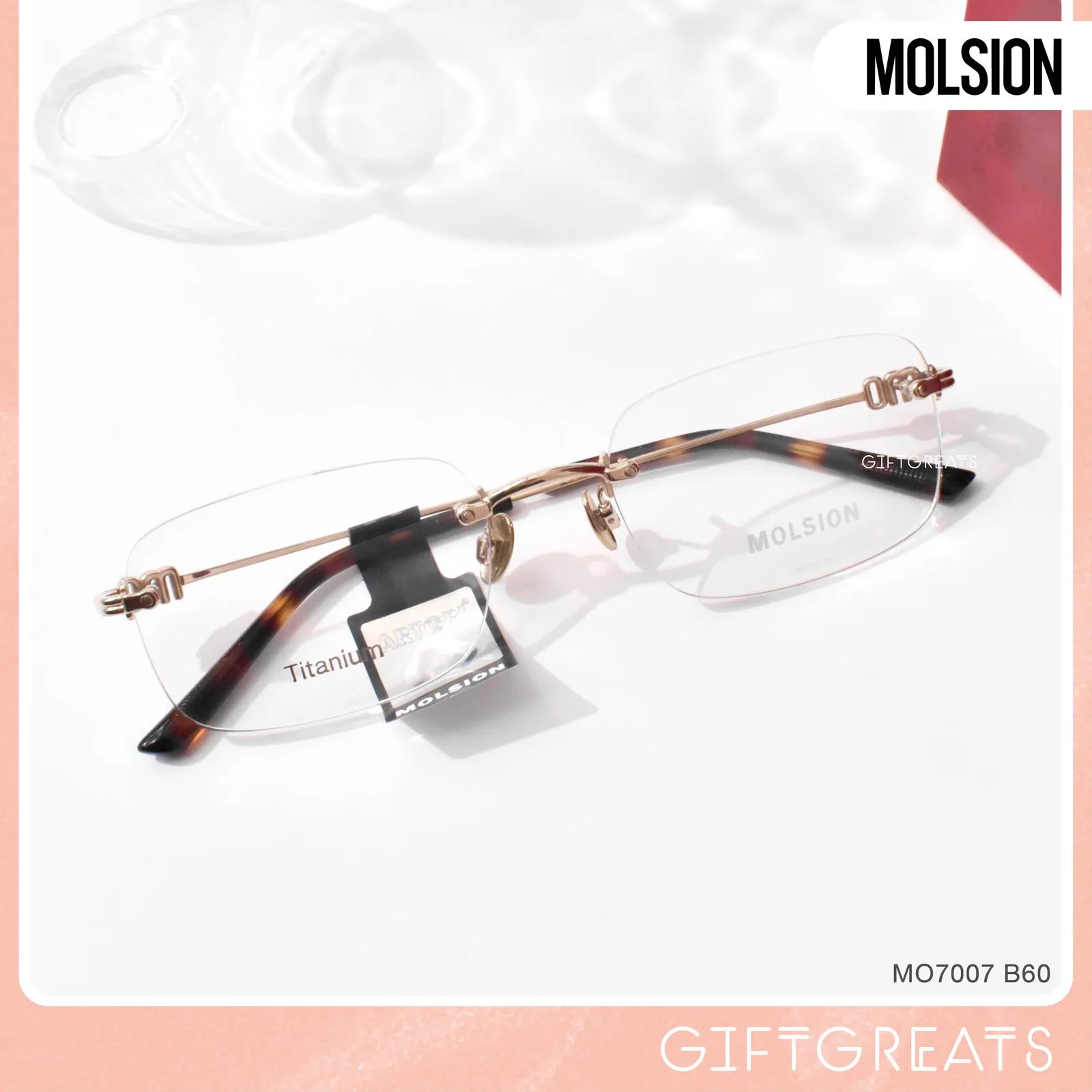 แว่นสายตา MOLSION MO7007 สี Wheat Gold (B60) มุมเฉียง