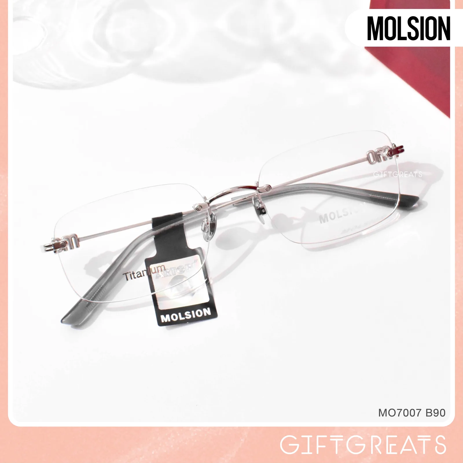 แว่นสายตา MOLSION MO7007 สี Moonlight Silver (B90) มุมเฉียง