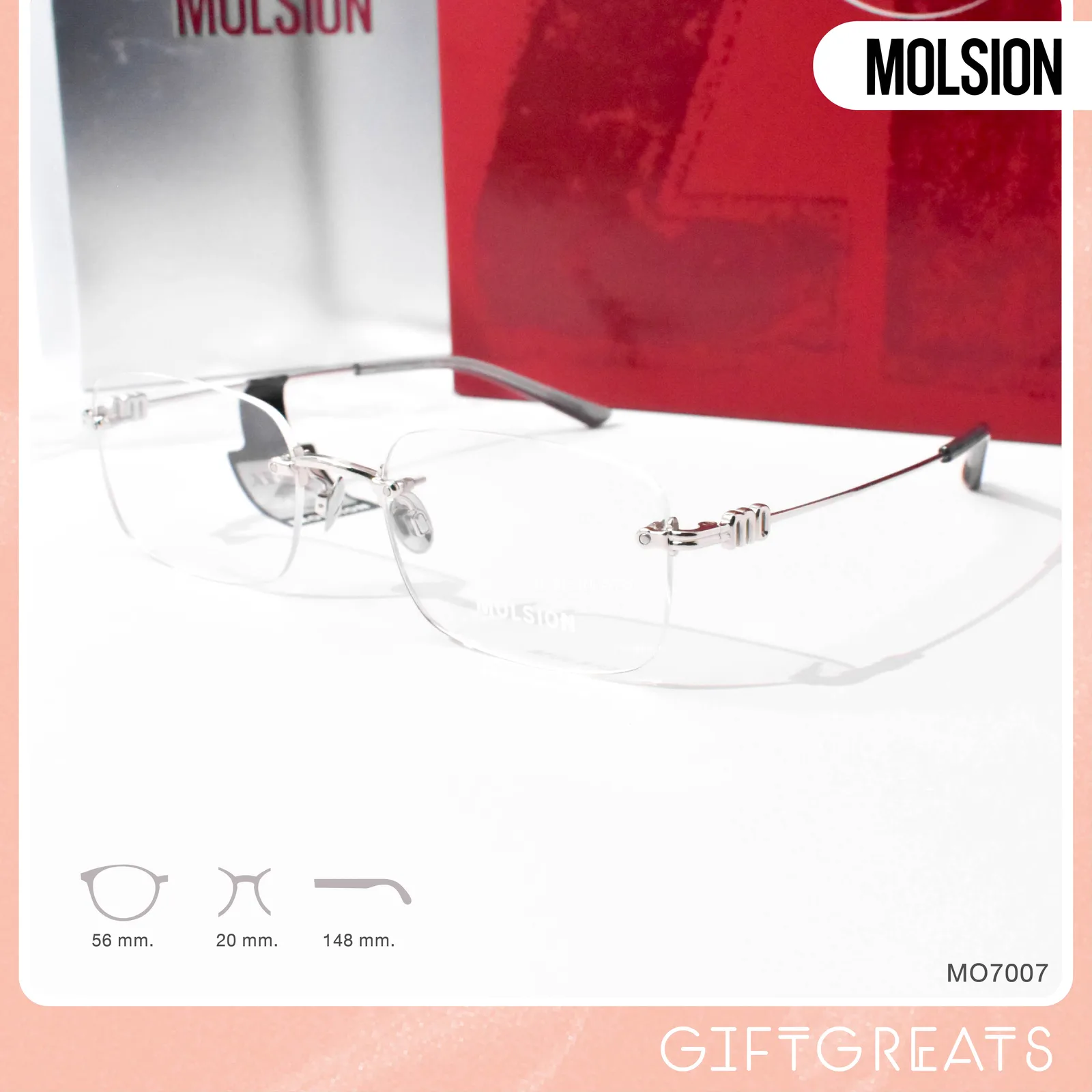 แว่นสายตา MOLSION MO7007 สี Moonlight Silver (B90) มุมเฉียง
