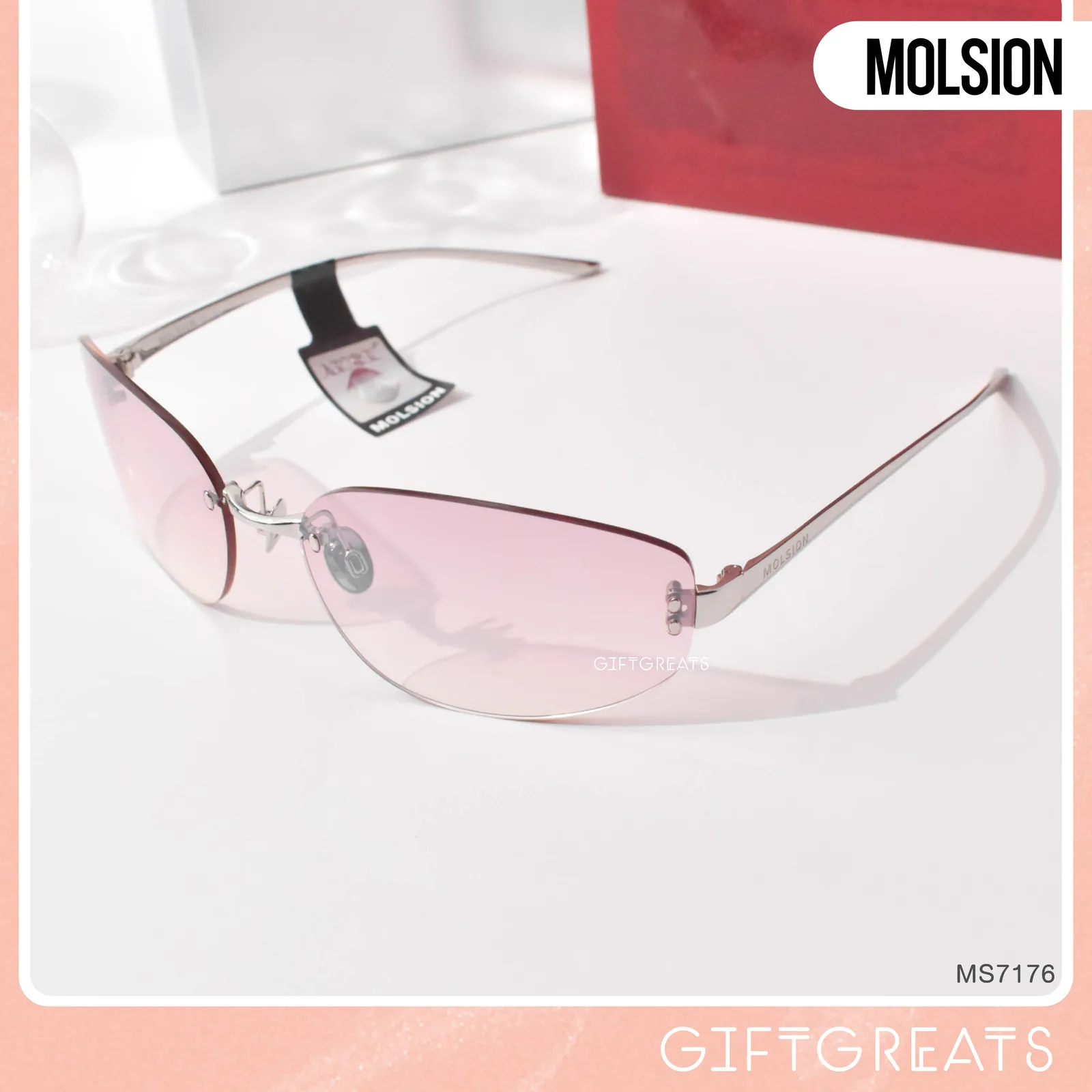 แว่นกันแดด MOLSION MS7176 สี Silver/Pink Gradient Mirror (B93) มุมเฉียง ภาพจากร้าน GIFTGREATS