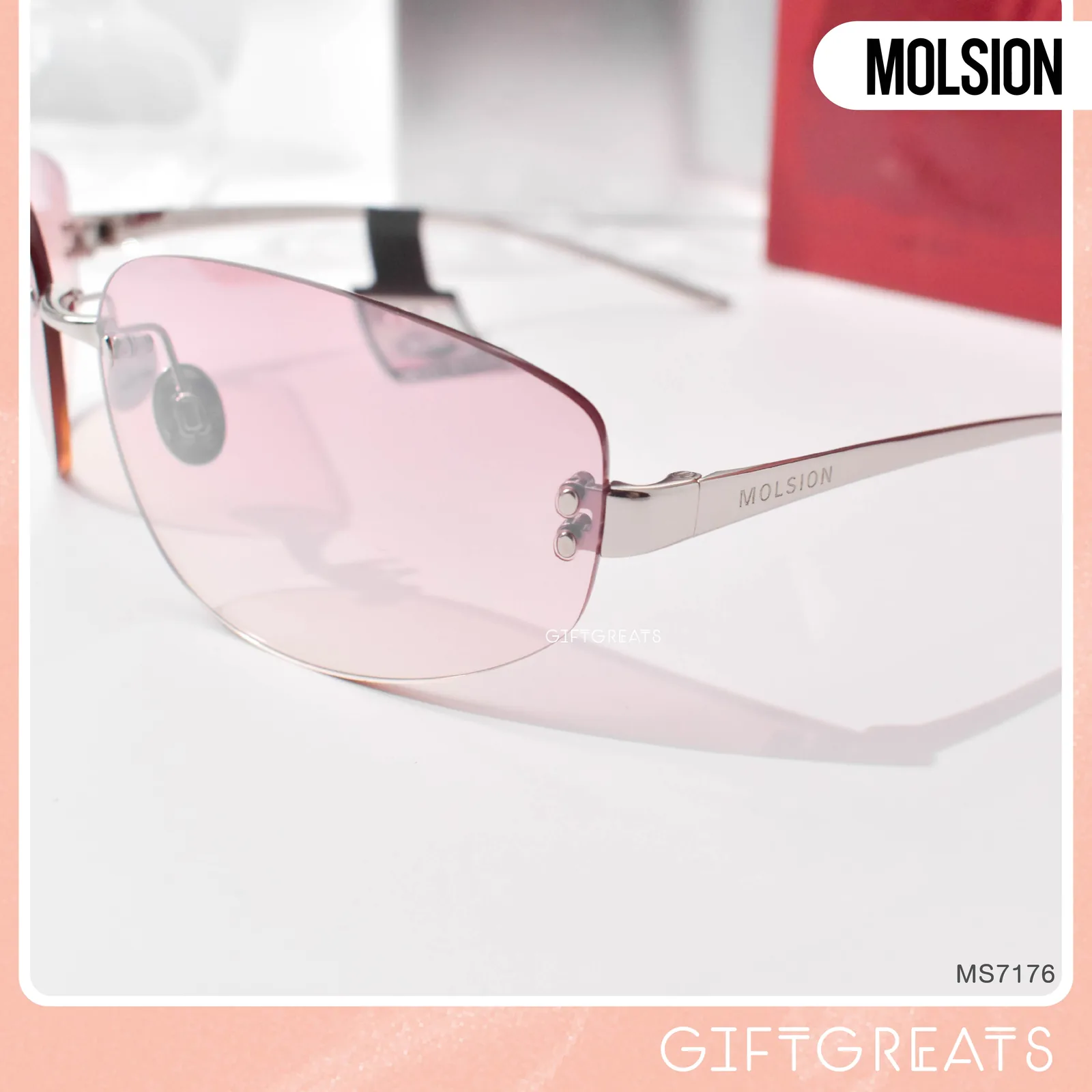 แว่นกันแดด MOLSION MS7176 สี Silver/Pink Gradient Mirror (B93) มุมเฉียง ภาพจากร้าน GIFTGREATS