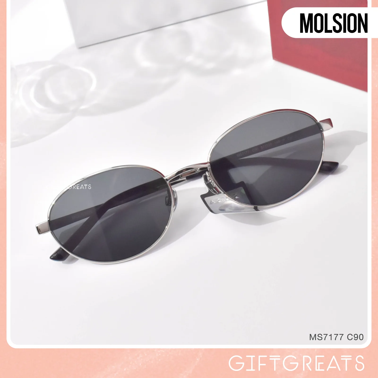 แว่นกันแดด MOLSION MS7177 สี Silver/Grey (C90) เลนส์โพลาไรซ์ มุมเฉียง ภาพจากร้าน GIFTGREATS