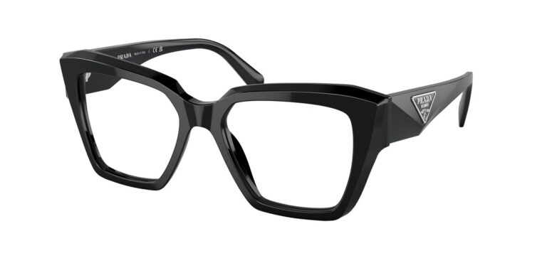 กรอบแว่นสายตา PRADA PR 09ZVF ทรงเหลี่ยมหน้าใหญ่ ขอบหนา สีดำ