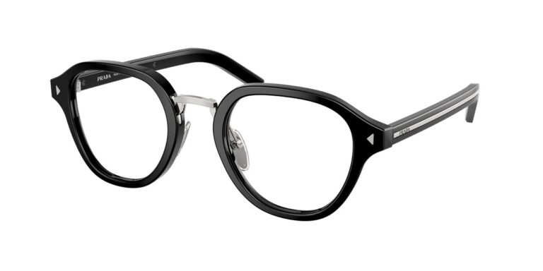 กรอบแว่นสายตา PRADA PR C05V หน้ากรอบสีดำ สะพานโลหะพร้อมแป้นจมูกแยก