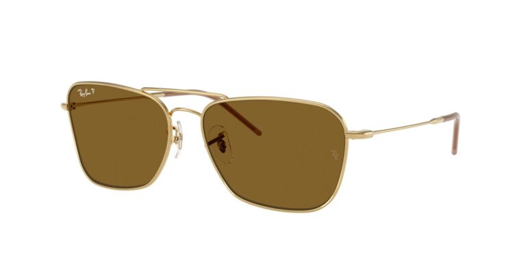 แว่นกันแดด Ray-Ban Reverse RBR0102S ทรง Caravan กรอบสีทอง เลนส์สีน้ำตาล